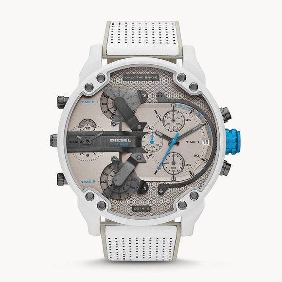 Diesel Men's Mr. Daddy 2.0 Chronograph White and Gray Leather Watch - Picture 1 of 4